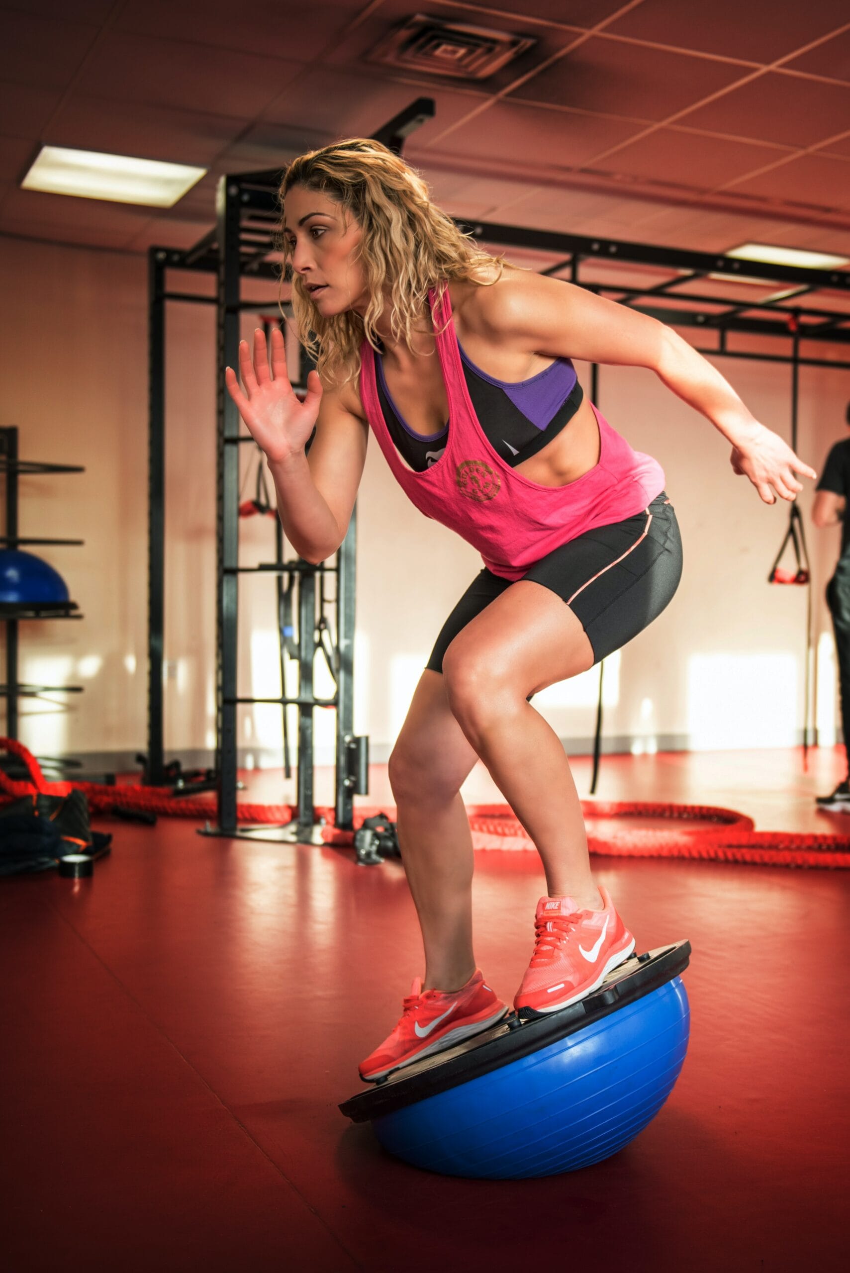 A BOSU balance trainer used for sports physio exercises in Adelaide to improve stability and prevent injuries